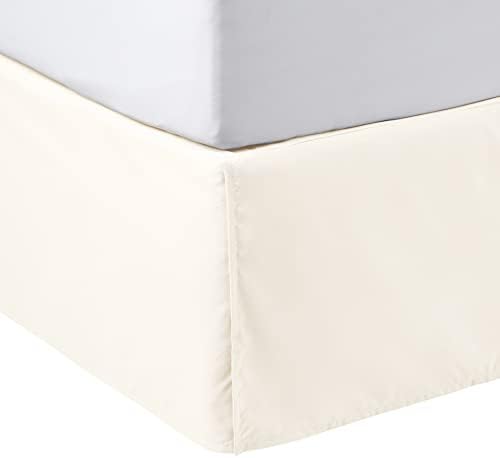 Amazon Basics Lightweight Pleated Bed Skirt, Machine Washable, Wrinkle and Fade Resistant, Queen, Off White by AmazonBasics