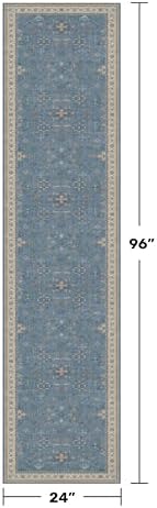 Hazo Haus Light Blue 2x8 Long Washable Runner for Hallway - Boho Non Slip Door Mats Indoor Entrance, Vintage Floral Runner Rugs for Kitchen Non Skid, Low Pile & Soft Indoor Décor - Image 2