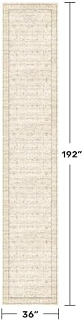 Light Beige 3x16 Long Hallway Runner Rug, Non Slip Farmhouse Kitchen Rugs, Geometric Floral Modern Entryway Floor Mats, Washable Non-Slip Stain Resistant Low Pile Throw Rug Indoor Door Mat - Image 2