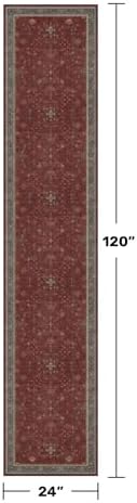 Hazo Haus Non Slip 10ft Long Hallway Runner Rug Burgundy - 2 x 10 Runner Rug, Washable & Waterproof 2x10 Kitchen Floor Mat - Oriental Turkish Dark Red Design Décor - Image 2