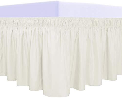 PureFit Wrap Around Ruffled Bed Skirt, Ivory, Twin/Full - 14" Drop by PureFit