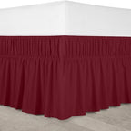Wrap Around Full Bed Skirt, Easy Fit Elastic Belt, 16 Inch Drop, Burgundy - Image 3