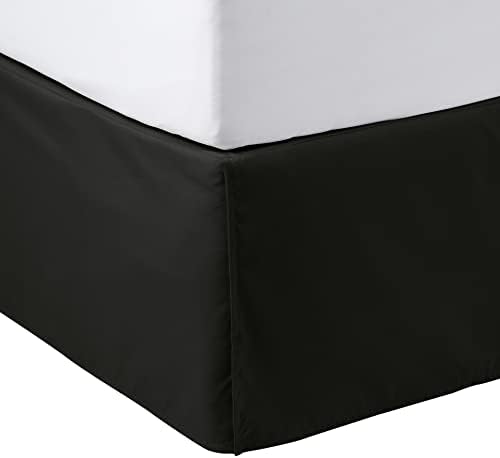 Amazon Basics Lightweight Pleated Bed Skirt, Machine Washable, Wrinkle and Fade Resistant, Queen, Black by AmazonBasics