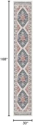 Madane Hallway Runner Rug 2'6''x14' Kitchen Runners Vintage, Navy Blue - Image 2