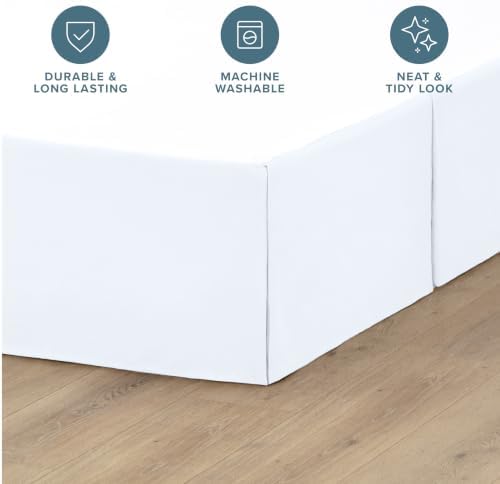 Bare Home Bed Skirt 15-Inch Drop 1800 Ultra-Soft (Full XL, White) - Image 3