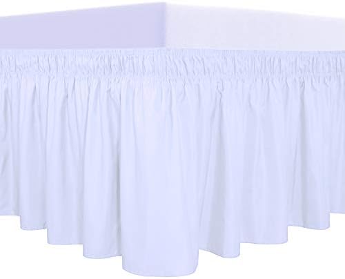 PureFit Wrap Around Ruffled Bed Skirt, White, Twin/Full - 18" Drop by PureFit
