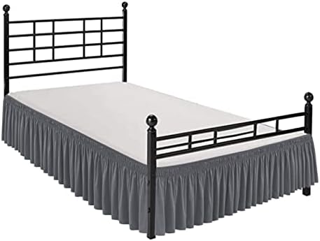 Wrap Around Full Size Bed Skirt Split Corners 15" Drop-Elastic Dust Ruffle - Image 2