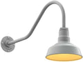 Steel Lighting Co. Hawthorne Barn Light | Outdoor Wall Mounted | 8 inch Dome | 23" Gooseneck | Small Farmhouse Light Made in America | Modern Gray Exterior/Brass Interior
