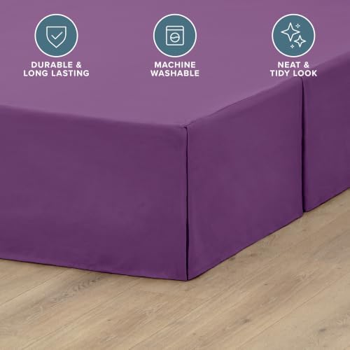 Bare Home Bed Skirt 15-Inch Drop 1800 Ultra-Soft (Queen, Plum) - Image 3