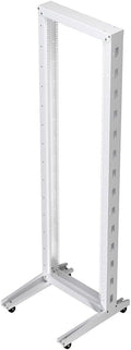 NavePoint 42U 2 Post Rack Open Frame Server Rack for 19 Inch Equipment, AV, Networking, Data & IT Devices, 2-Post Rack 42U with Wheels, 661lbs Weight Capacity, White