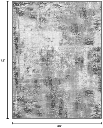 Area Rug 4x6 Grey Rug Washable Boho Rugs Non Slip Low Pile Abstract Small Carpet for Entryway, Bedroom, Kitchen, Classroom, Kids Room, Office, Dorm, Dining Room Gray - Image 2