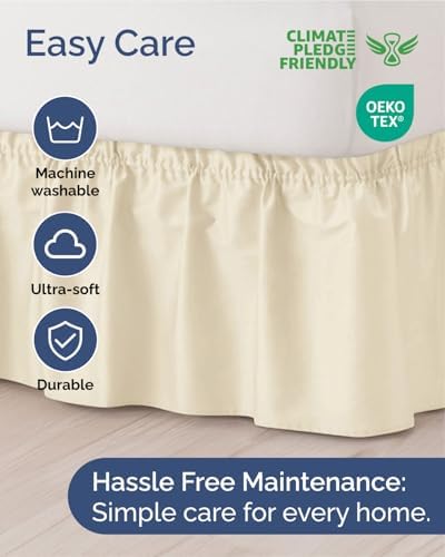 CGK Wrap Around Dust Ruffle Bed Skirt - Queen Size, 15" Inch, Off White - Image 6