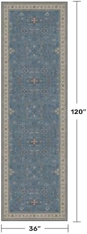 Hazo Haus Washable 10ft Long Hallway Runner Rug Blue - 3 x 10 Runner Rug, Boho Waterproof 3x10 Kitchen Floor Mat - Modern Eclectic Boho Design Décor - Image 2