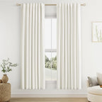 Guken 100% Blackout Linen Curtains 72 Inch Long for Bedroom 2 Panels Ivory by Guken