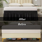 MEILA Wrap Around Elastic Bed Skirt for Queen & King Beds, 12" Drop, Black - Image 5