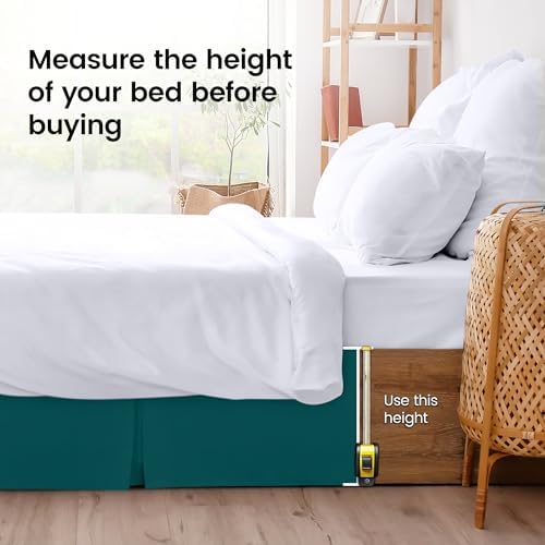 Twin Size Pleated Bed Skirt, Hides Under-Bed Storage 15 Inch Drop,Teal - Image 4