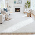 6x9 Fluffy Shag Area Rugs for Living Room Bedroom: Soft Plush Carpet White by CarpetAddColortoYourLife