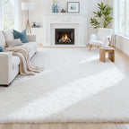6x9 Fluffy Shag Area Rugs for Living Room Bedroom: Soft Plush Carpet White by CarpetAddColortoYourLife