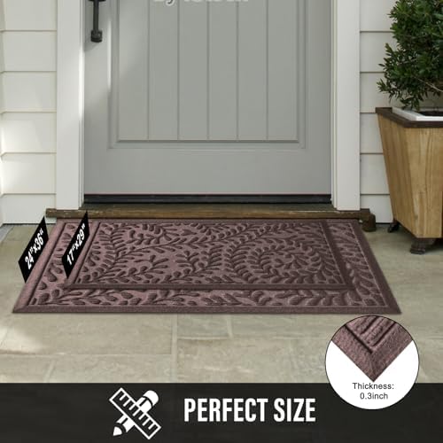 HIYARD Front Door Mat, Absorbent Dirt Trapping Welcome Door Mat Indoor Outdoor, Non Slip Entry Mat, Indoor Outdoor Door Mats, Fade Resistant, Low Profile Doormat for Entryway, 36×24, Coffee - Image 7