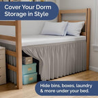 CGK Linens Dorm Room Bed Skirt Full XL - Dorm Essentials - 36" Light Grey - Image 5