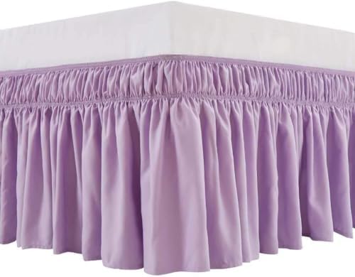MEILA Wrap Around Bed Skirt for Queen & King Beds, 18" Drop,Light Purple by MEILA