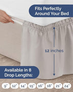 CGK Wrap Around Dust Ruffle Bed Skirt - Queen Size, 12" Inch, French Grey - Image 4