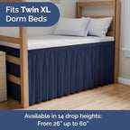 CGK Linens Dorm Room Bed Skirt Twin XL - Dorm Essentials - 40" Navy Blue - Image 2