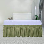 PureFit Wrap Around Ruffled Bed Skirt, Light Green, Twin/Full - 22" Drop - Image 2