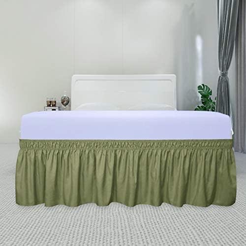 PureFit Wrap Around Ruffled Bed Skirt, Light Green, Twin/Full - 18" Drop - Image 2