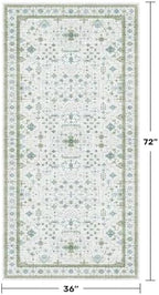Hazo Haus Blue and Green Washable Rugs 3x6 - Vintage Boho Floral Pastel Cream, Washable Low Pile Non Slip Small Throw Accent Area Rug for Entry Way, Laudry Room, Kitchen, Bedroom Beside Bed Decor - Image 2