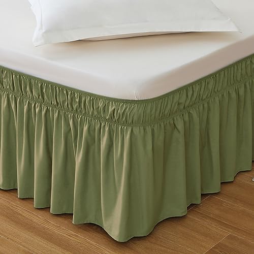 MEILA Wrap Around Elastic Bed Skirt for Twin & Full Beds, 14" Drop, Sage by MEILA
