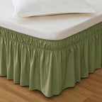 MEILA Wrap Around Elastic Bed Skirt for Twin & Full Beds, 18" Drop, Sage by MEILA