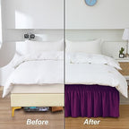 MEILA Wrap Around Elastic Bed Skirt for Queen & King Beds, 18" Drop,Purple - Image 5