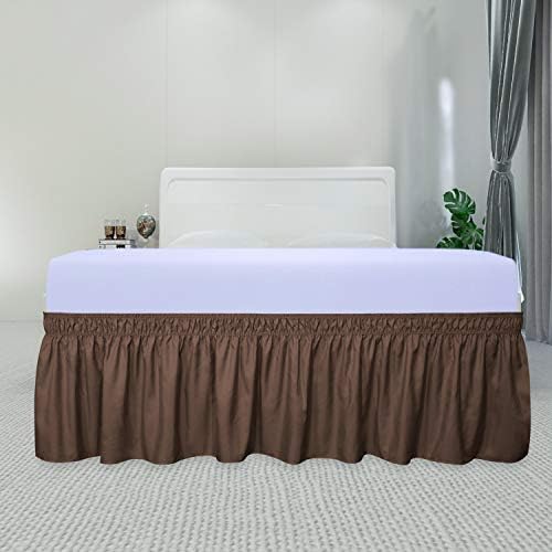 PureFit Wrap Around Ruffled Bed Skirt, Brown, Queen/King - 14" Drop - Image 2