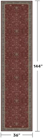 Large Burgundy 3x12 Long Runner Rug for Hallway - Washable Kitchen Rug, Low Pile Thin Carpet for Bedroom Bedside, Foyer, Non Slip Unique Bohemian Red Décor - Image 2