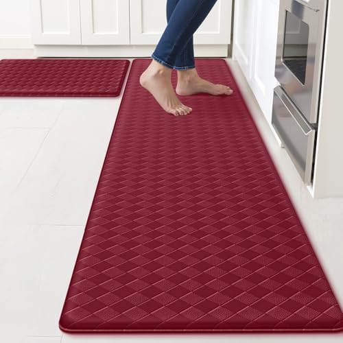 TranquilRelax Kitchen Mats, Cushioned Mats with Extra-Long Runner, Burgundy by Unknown
