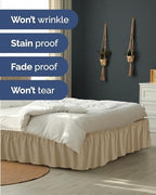CGK Wrap Around Dust Ruffle Bed Skirt - King Size, 14" Inch, Beige - Image 5