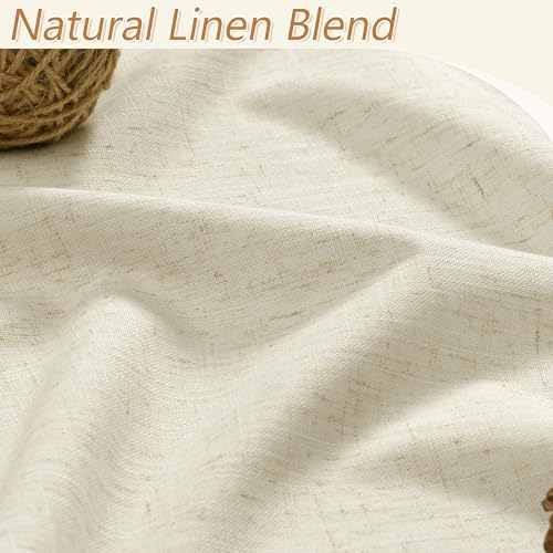 Guken 100% Blackout Linen Curtains 84 Inch Long 2 Panels Warm Beige - Image 3