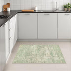 2x3 Washable Entryway Rug: Modern Abstract Soft Carpet Green Cream - Image 4
