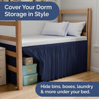 CGK Linens Dorm Room Bed Skirt Full XL - Dorm Essentials - 40" Navy Blue - Image 5