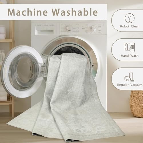 5x7 Washable Area Rugs for Living Room,Bedroom,Dining Room(Concrete Grey) - Image 4