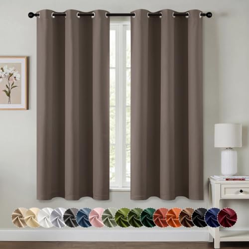 MIULEE Blackout Curtains for Bedroom 2 Panels 40 x 45 Inch Long Tan Brown by MIULEE