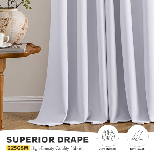 MIULEE Blackout Curtains for Bedroom 2 Panels 40x96 Inch Long Greyish White - Image 5