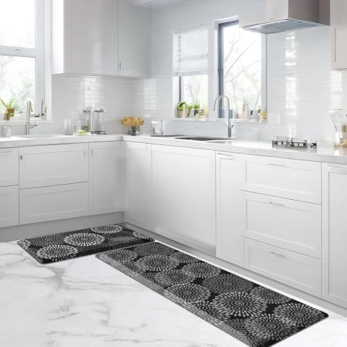 LuxStep Kitchen Mats for Floor,0.47 inch Thicker Cushioned Rug Anti-Fatigue Mats for Kitchen Decor Accessories,Waterproof Non-Slip Mats and Rugs Set for Office,Laundry 17.3"×29"+17.3"×60",Black - Image 2