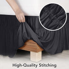 Wrap Around King Bed Skirt, Easy Fit Elastic Belt, 16 Inch Drop, Black - Image 5