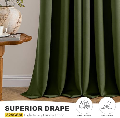 MIULEE Blackout Curtains for Bedroom 2 Panels 40 x 90 Inch Long Olive Green - Image 5