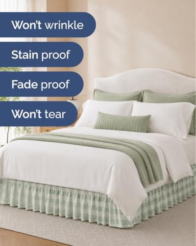 CGK Wrap Around Dust Ruffle Bed Skirt - Twin Size, 15" Inch, Sage - Image 5