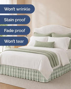 CGK Wrap Around Dust Ruffle Bed Skirt - Queen Size, 15" Inch, Sage - Image 5