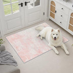 2x3 Washable Entryway Rug: Modern Abstract Soft Carpet Pink White - Image 3