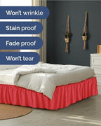 Wrap Around Dust Ruffle Bed Skirt, Queen Size Beds - 15 Inch Drop, Red - Image 5